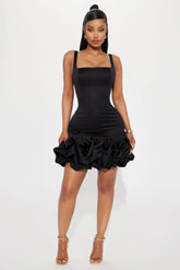Sienna Satin Mini Dress - Black