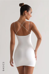 String Crossback Mini Dress - White
