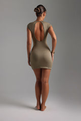 Cap Sleeve Open-Back Mini Dress - Latte Taupe