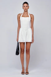 Sutton Mini Dress in White Linen