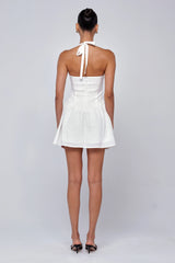 Sutton Mini Dress in White Linen