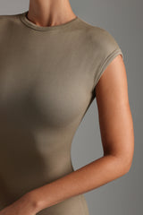Cap Sleeve Open-Back Mini Dress - Latte Taupe