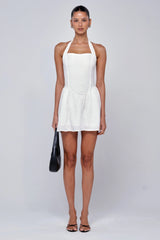 Sutton Mini Dress in White Linen