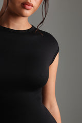Cap Sleeve Open-Back Mini Dress - Black